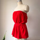 70s Red Terry Cloth Romper / XS-S