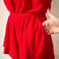 70s Red Terry Cloth Romper / XS-S
