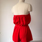 70s Red Terry Cloth Romper / XS-S