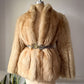 70s Natural Sheep Fur Coat / S-M