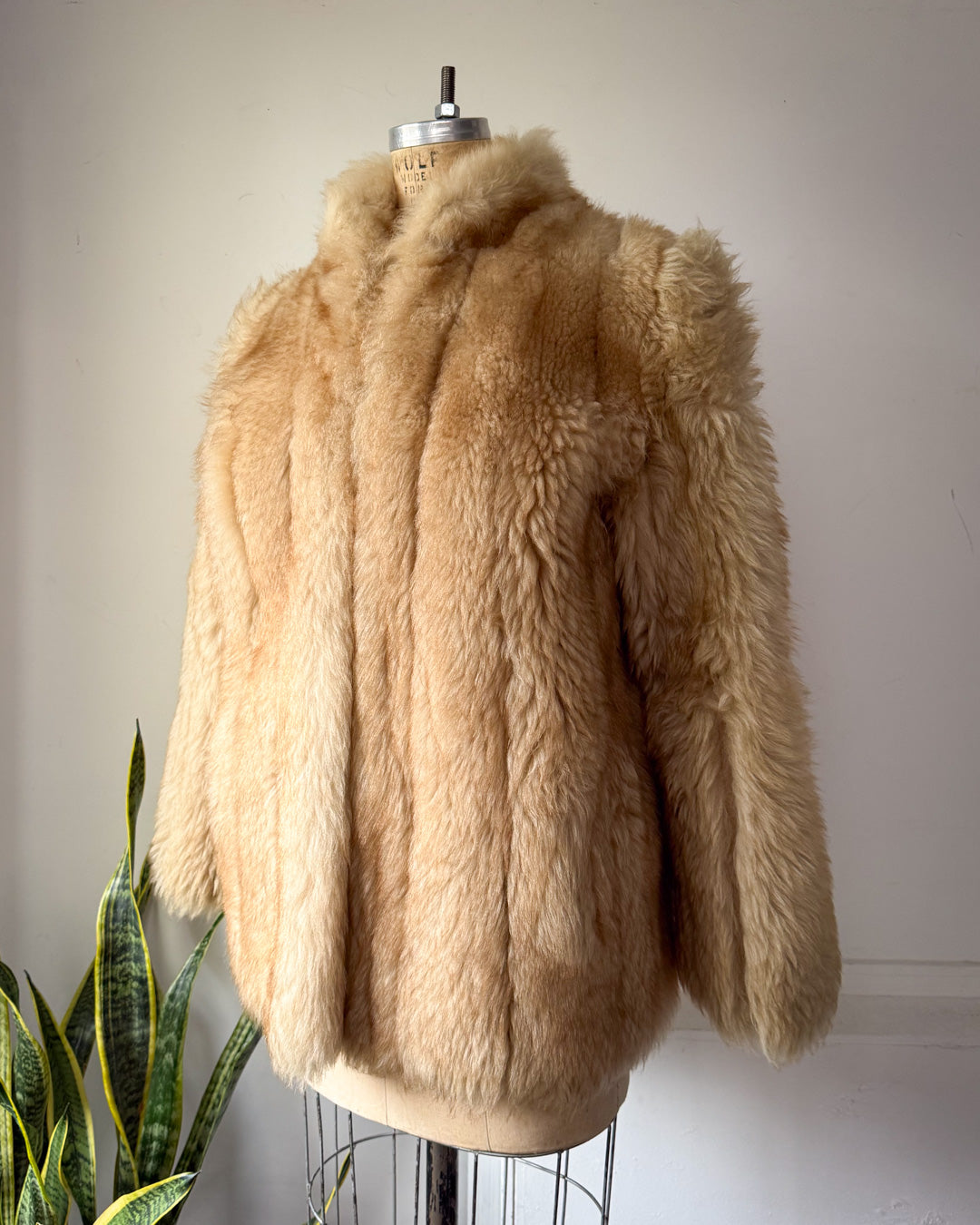 70s Natural Sheep Fur Coat / S-M