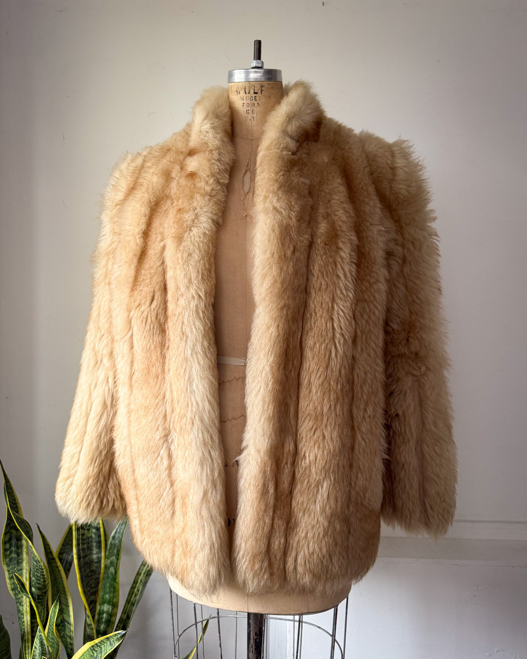 70s Natural Sheep Fur Coat / S-M