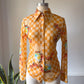 70s Sheer Checkered Shirt / M