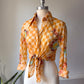 70s Sheer Checkered Shirt / M