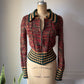 70s Striped Knit Sweater Jacket / S-M