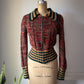70s Striped Knit Sweater Jacket / S-M