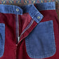 70s Two Tone Burgundy & Blue Colorblock Flare Pants / M