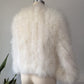 70s White Marabou Feather Jacket / S-M