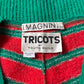 70s I. Magnin Youth Guild Red & Green Boucle Wool Cropped Balloon Sleeve Sweater / XS
