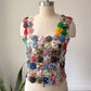 70s Yo-yo Quilt Textile Crop Top