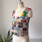 70s Yo-yo Quilt Textile Crop Top