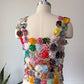 70s Yo-yo Quilt Textile Crop Top