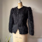 80s Shaggy Black Mohair Puff Sleeve Cardigan Sweater / M
