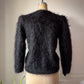 80s Shaggy Black Mohair Puff Sleeve Cardigan Sweater / M