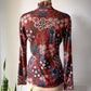 Rare 90s Yohji Yamamoto Floral Wool Turtleneck Sweater / M
