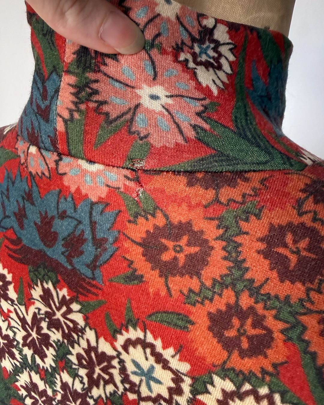 Rare 90s Yohji Yamamoto Floral Wool Turtleneck Sweater / M