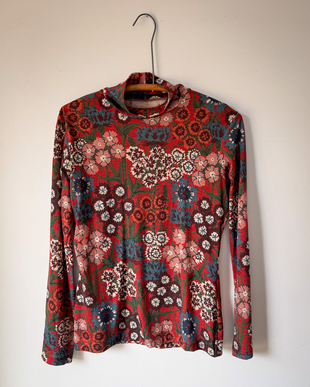 Rare 90s Yohji Yamamoto Floral Wool Turtleneck Sweater / M