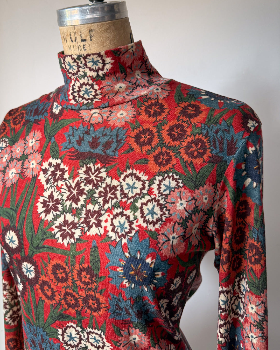 Rare 90s Yohji Yamamoto Floral Wool Turtleneck Sweater / M