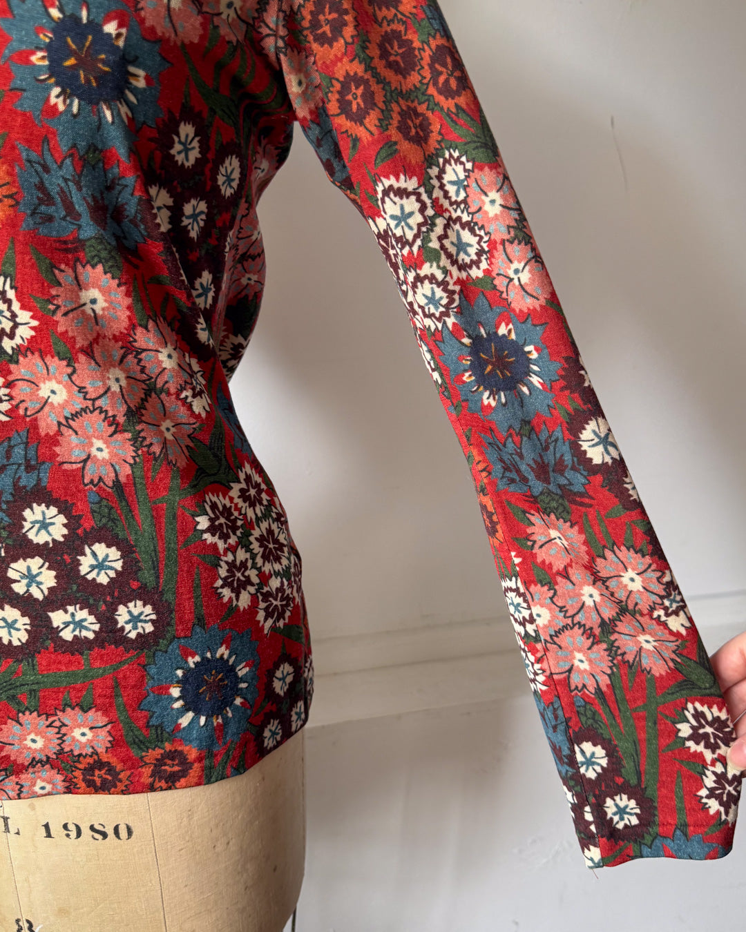 Rare 90s Yohji Yamamoto Floral Wool Turtleneck Sweater / M