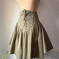 80s Green Cotton Corset Lace Crop Jacket & Skirt Set / S-M