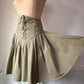80s Green Cotton Corset Lace Crop Jacket & Skirt Set / S-M