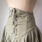 80s Green Cotton Corset Lace Crop Jacket & Skirt Set / S-M