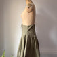 80s Green Cotton Corset Lace Crop Jacket & Skirt Set / S-M