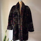 80s Donnybrook Dark Floral Faux Fur Coat / OSFM