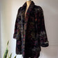 80s Donnybrook Dark Floral Faux Fur Coat / OSFM