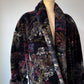 80s Donnybrook Dark Floral Faux Fur Coat / OSFM