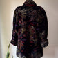 80s Donnybrook Dark Floral Faux Fur Coat / OSFM