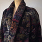 80s Donnybrook Dark Floral Faux Fur Coat / OSFM