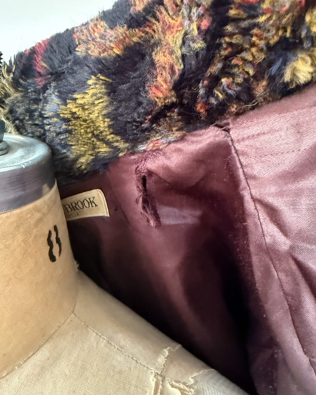 80s Donnybrook Dark Floral Faux Fur Coat / OSFM