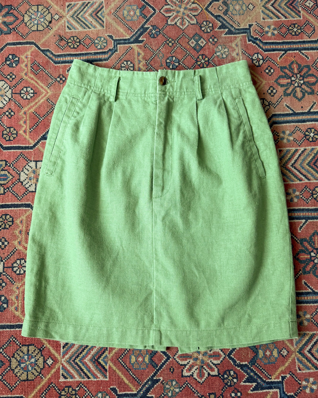 80s Esprit Green Linen Skirt / S
