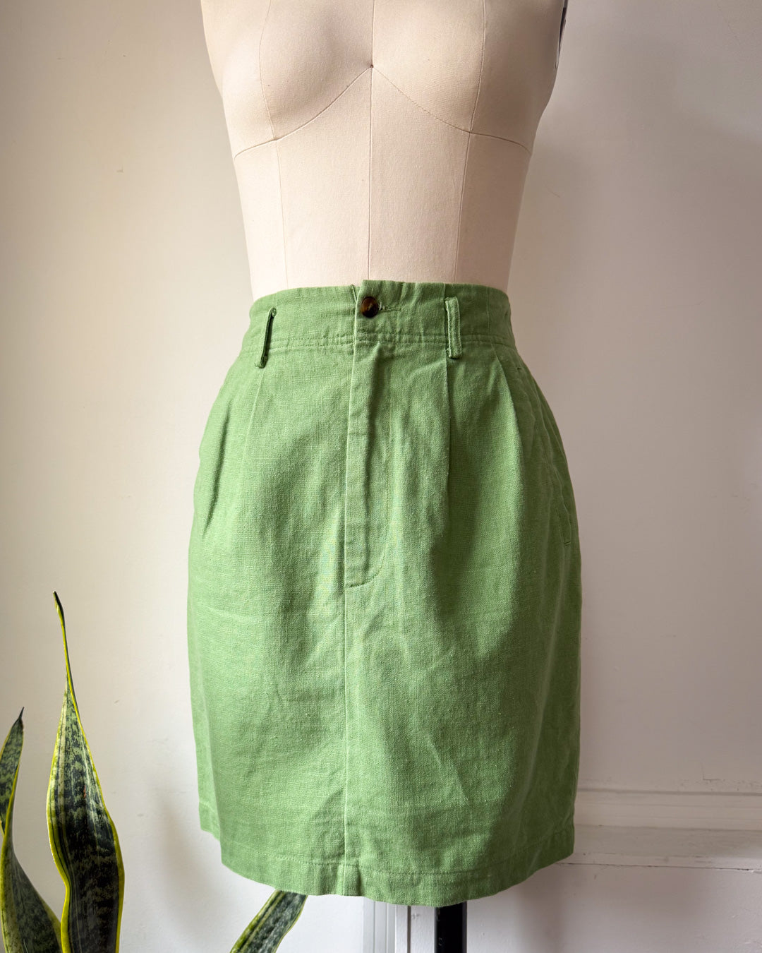 80s Esprit Green Linen Skirt / S