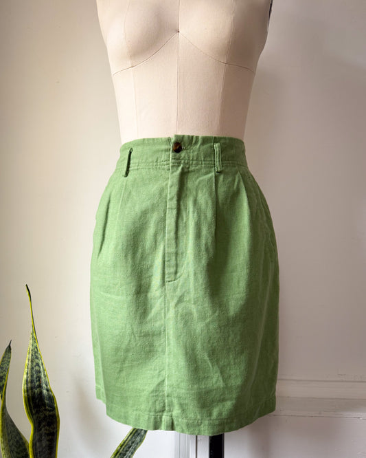 80s Esprit Green Linen Skirt / S