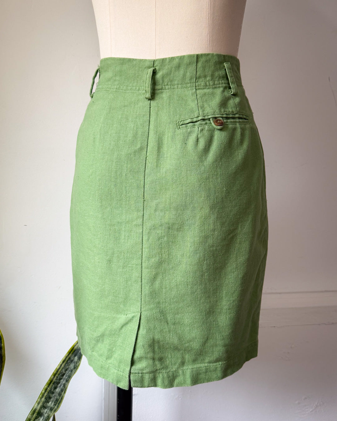 80s Esprit Green Linen Skirt / S