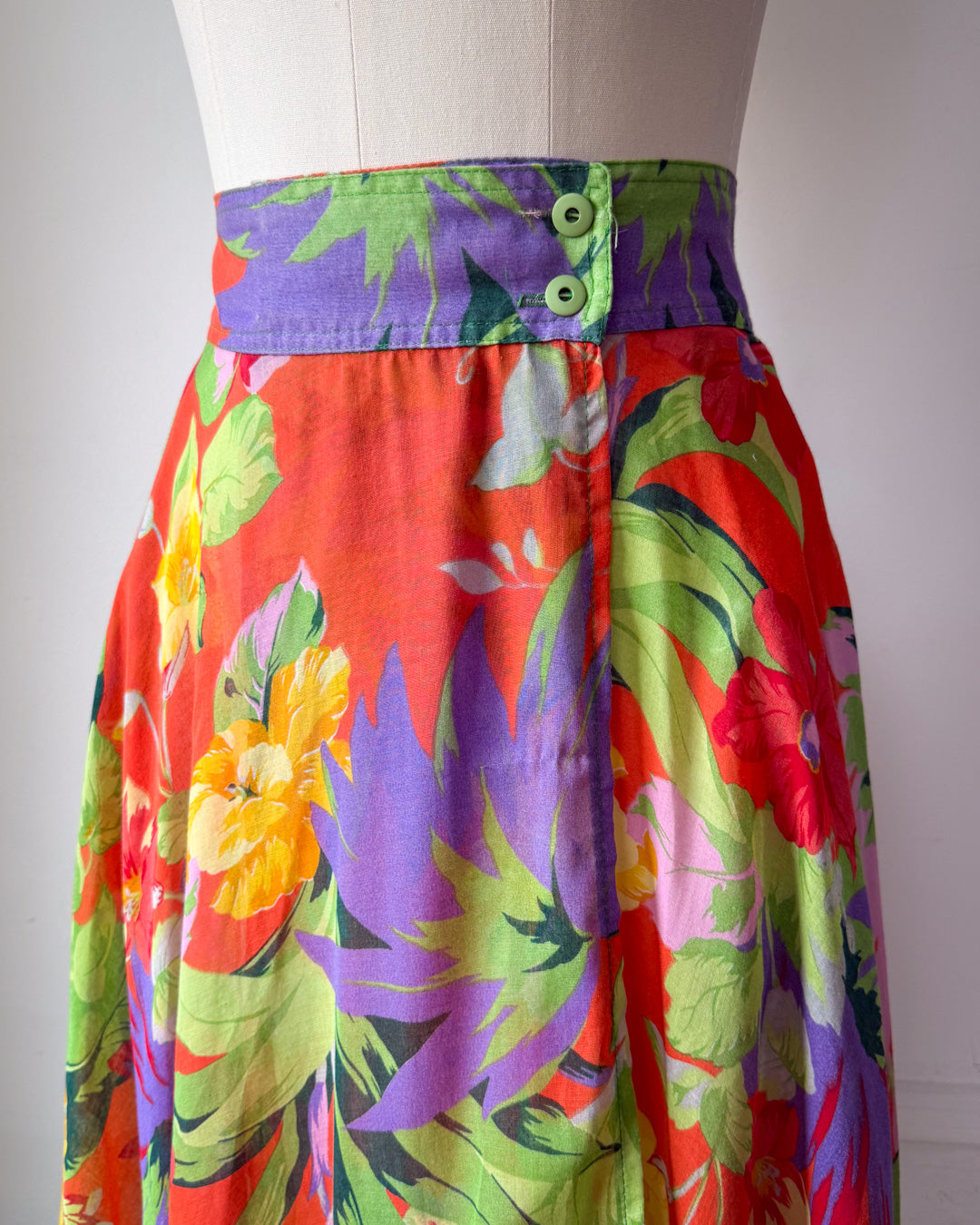 80s Colorful Maxi Wrap Skirt / M