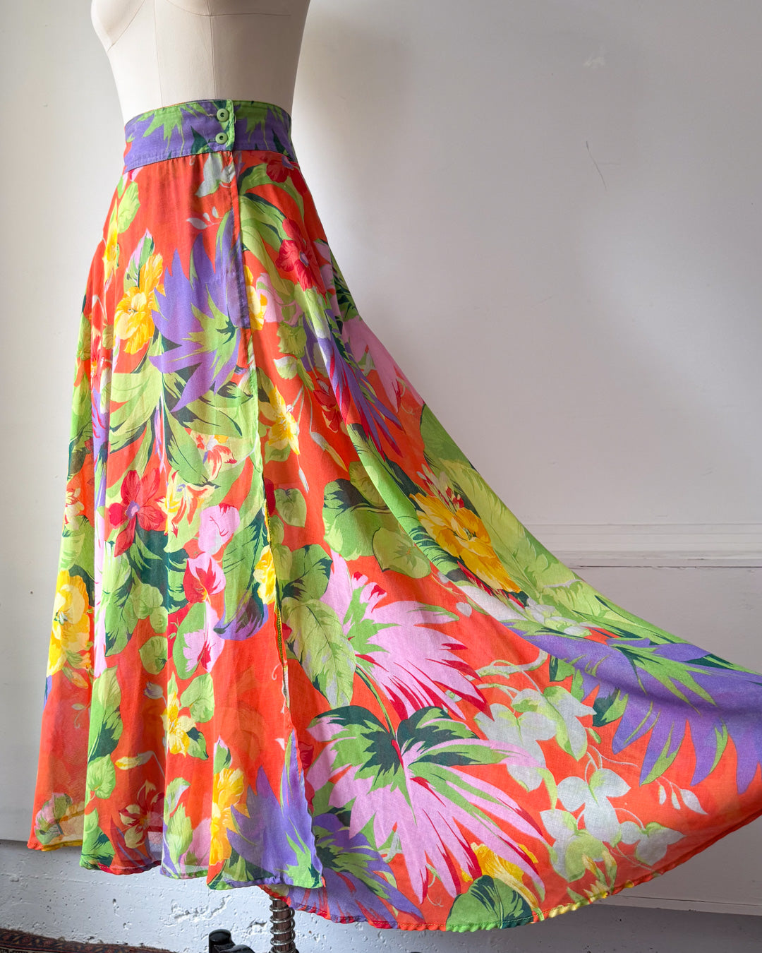 80s Colorful Maxi Wrap Skirt / M