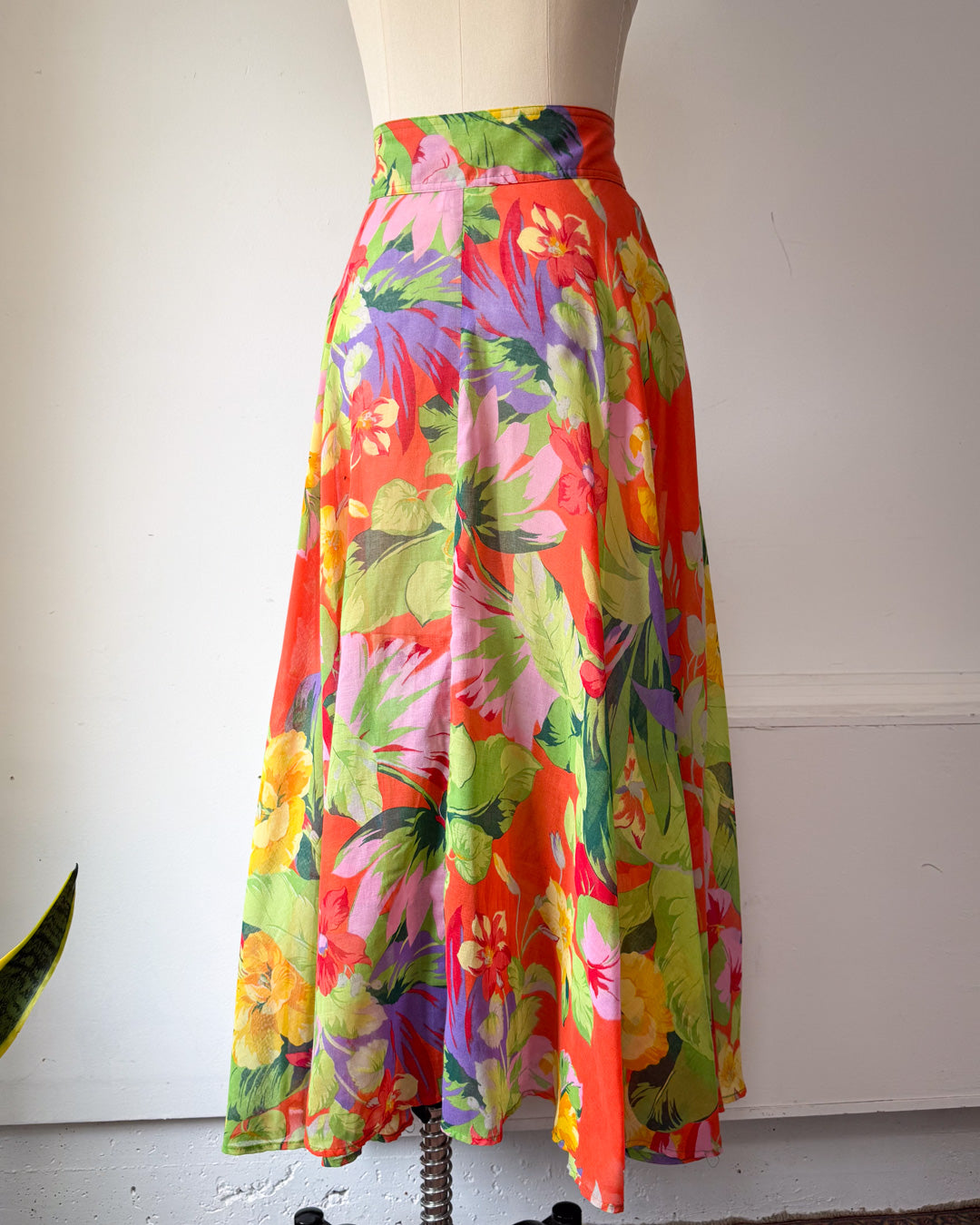 80s Colorful Maxi Wrap Skirt / M