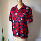90s Nicole Miller Novelty Apple Print Silk Shirt / S-M