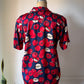 90s Nicole Miller Novelty Apple Print Silk Shirt / S-M