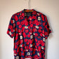 90s Nicole Miller Novelty Apple Print Silk Shirt / S-M