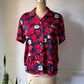 90s Nicole Miller Novelty Apple Print Silk Shirt / S-M
