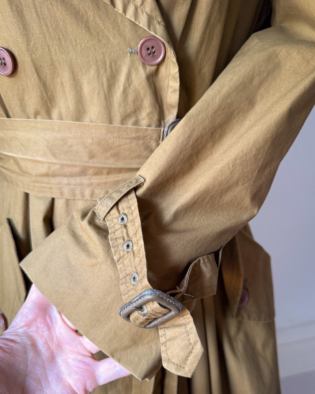 80s Norma Kamali Cotton Full Skirt Trench / XS-S