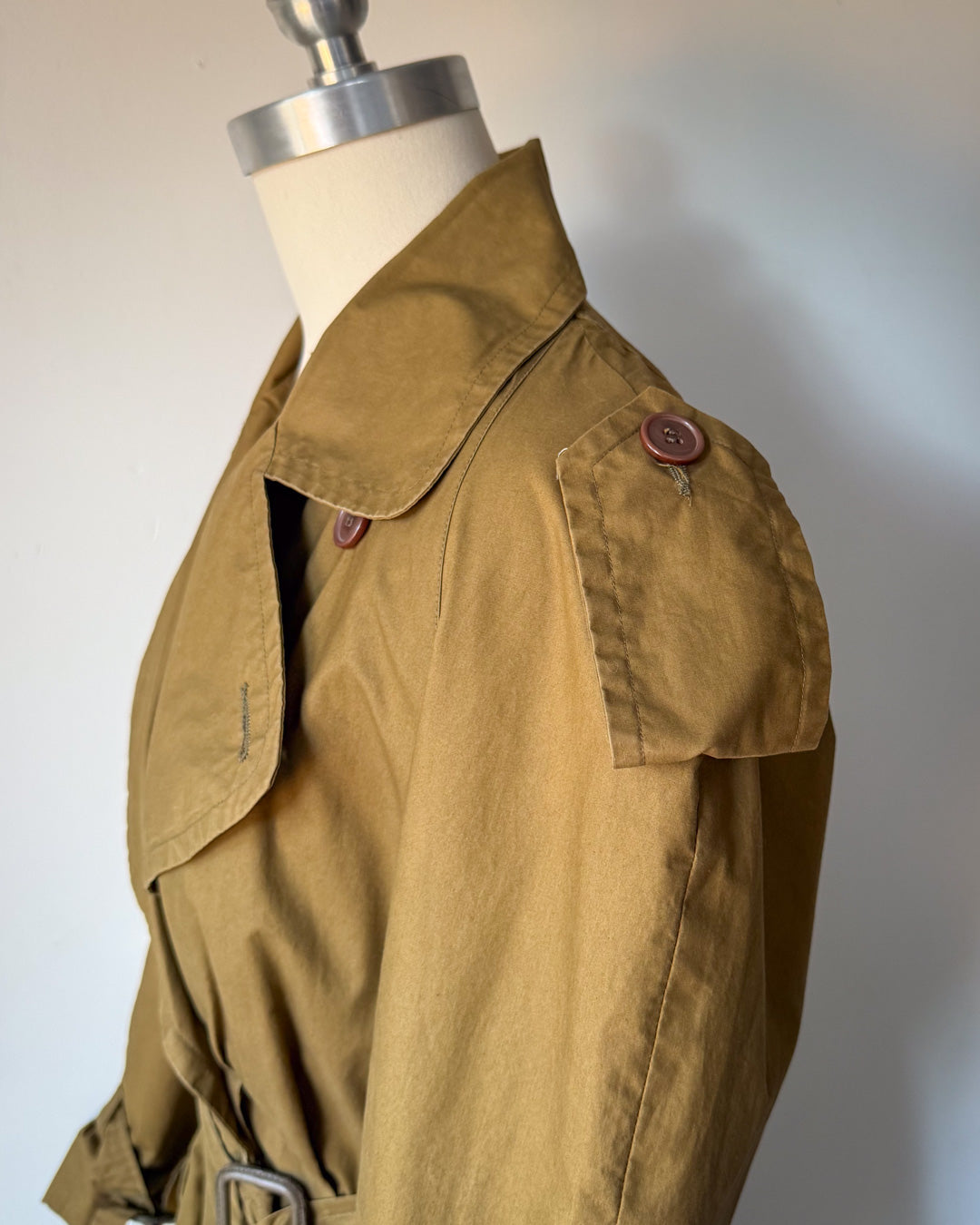 80s Norma Kamali Cotton Full Skirt Trench / XS-S