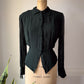 80s Forest Green Crepe Blouse / L