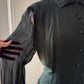 80s Forest Green Crepe Blouse / L
