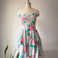 80s Tiered Cotton Strapless Dress / M