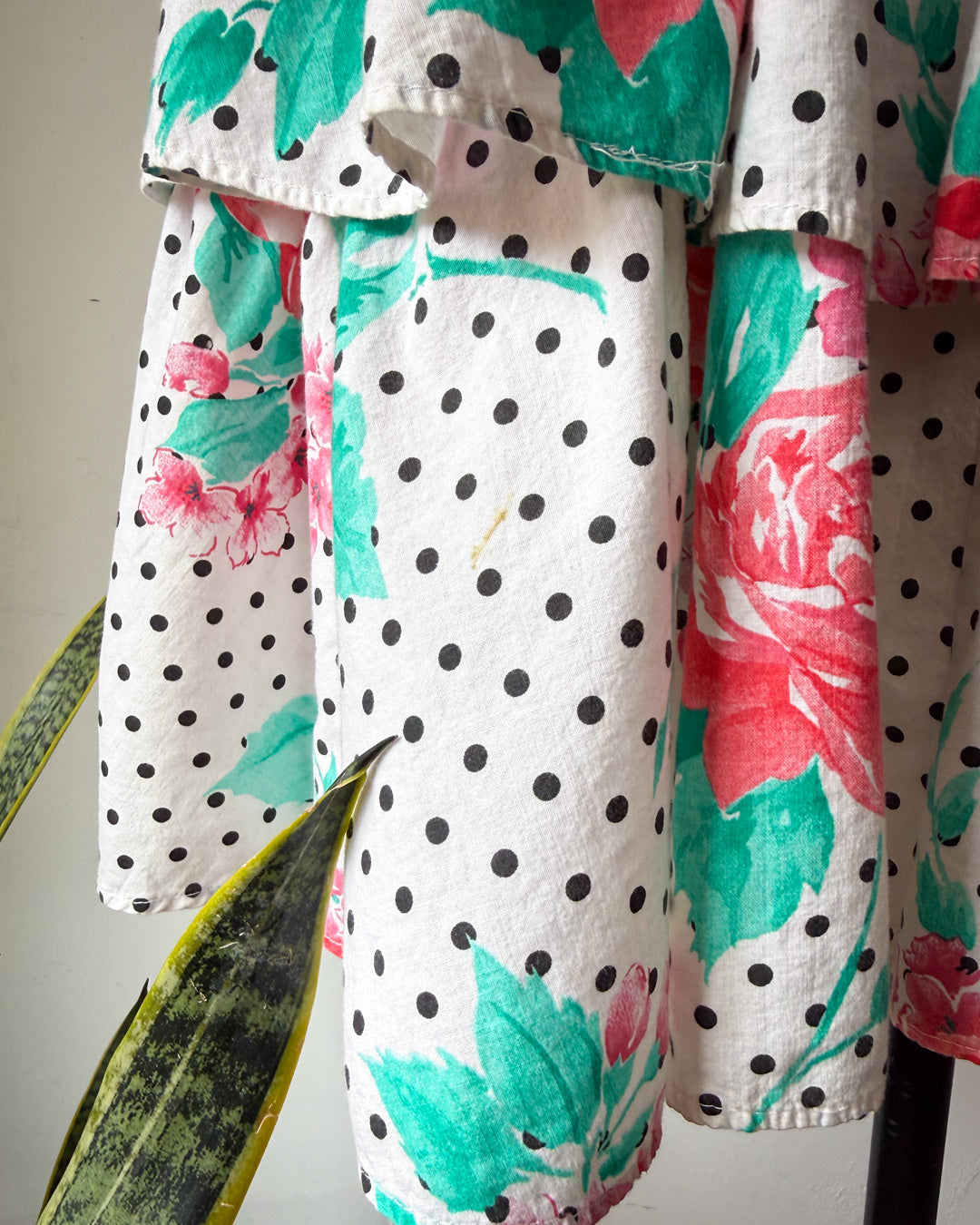 80s Tiered Cotton Strapless Dress / M